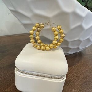 Elegant Gold Beaded Hoop Earrings
